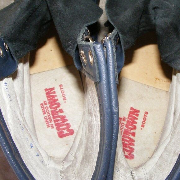 COWTOWN Granny Boots, 6, Dark Blue, Fringe/Kilte, Lace-up, Vintage, Navy - Picture 10 of 12